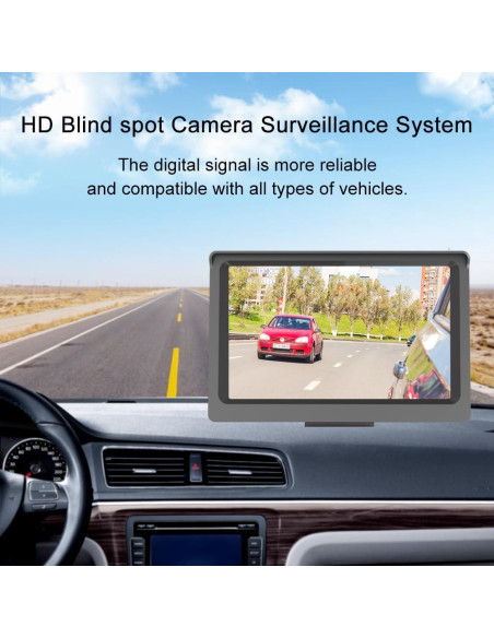 Cámara de Vista Lateral HD IP68 con Pantalla LCD 5" - Negro