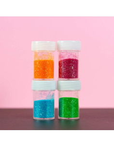 Polvo Brillante BAZIC 4 Colores Neón para Manualidades 72.5g 2