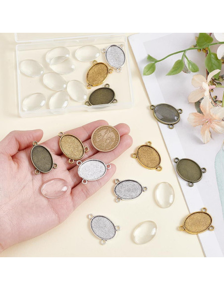 12 Juegos de Bandejas de Centro PH PandaHall 18x25mm DIY Joyería