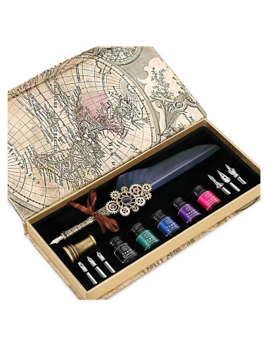 Juego de Caligrafía NC con Pluma, 5 Tintas y 6 Puntas