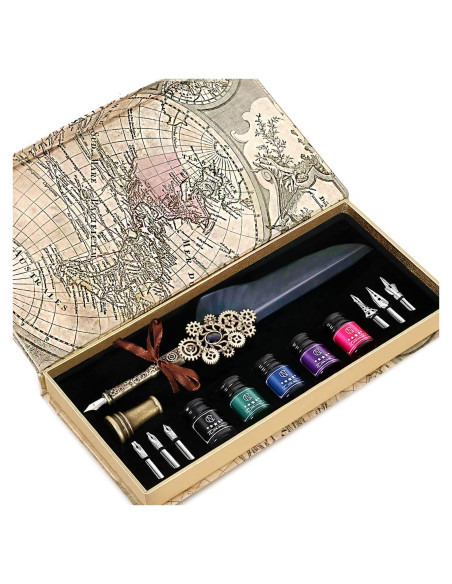 Juego de Caligrafía NC con Pluma, 5 Tintas y 6 Puntas