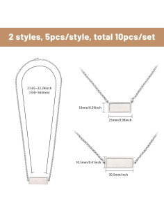 10 Piezas Cabochón Colgante Rectangular Acero Inoxidable CHGCRAFT 2