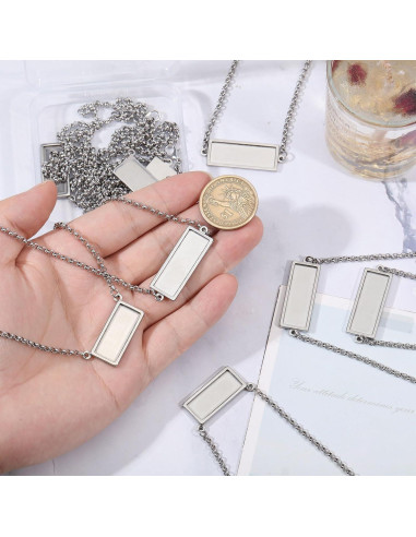 10 Piezas Cabochón Colgante Rectangular Acero Inoxidable CHGCRAFT