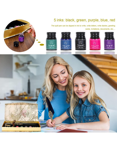 Juego de Caligrafía NC con Pluma, 5 Tintas y 6 Puntas