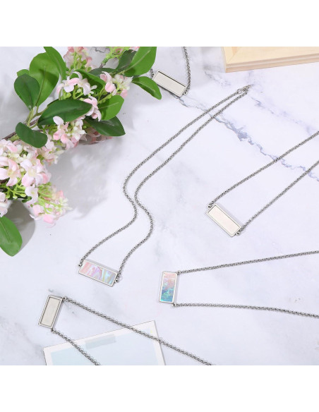 10 Piezas Cabochón Colgante Rectangular Acero Inoxidable CHGCRAFT