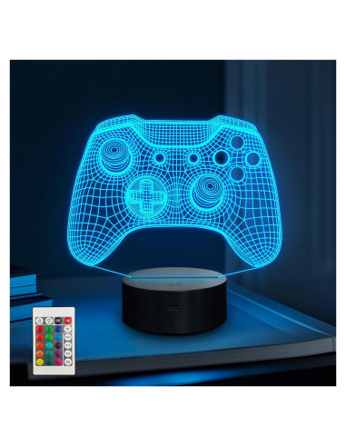 Lámpara Nocturna 3D Gamepad LED Okayera con Control Remoto