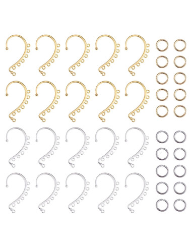 20 Piezas Pendientes DIY WEWAYSMILE Clip On Oro y Plata