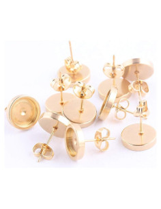 20 Piezas Base de Pendientes Reidgaller Acero Inoxidable 8mm