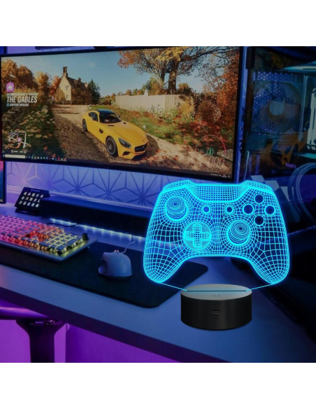 Lámpara Nocturna 3D Gamepad LED Okayera con Control Remoto