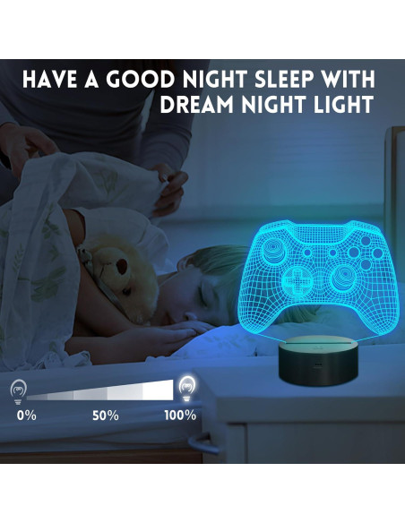 Lámpara Nocturna 3D Gamepad LED Okayera con Control Remoto
