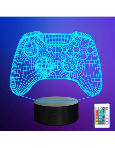 Lámpara Nocturna 3D Gamepad LED Okayera con Control Remoto
