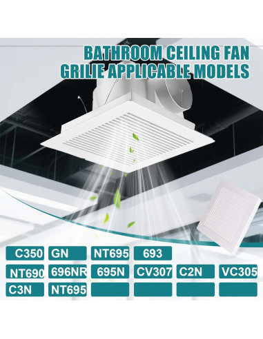 Cubierta de Ventilador Extractor Baño PTLEVYN 23x23 cm Blanco