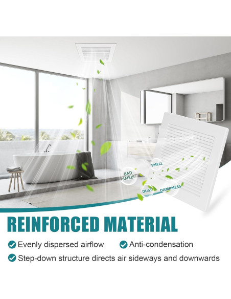 Cubierta de Ventilador Extractor Baño PTLEVYN 23x23 cm Blanco