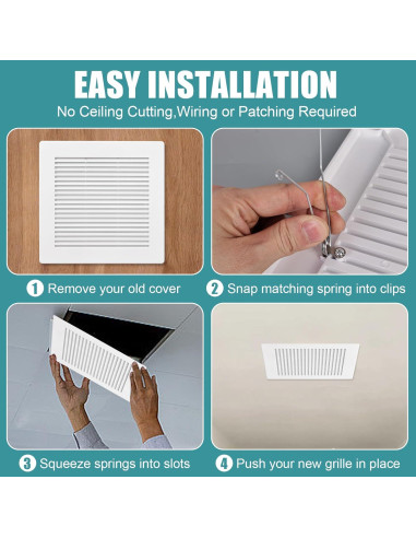 Cubierta de Ventilador Extractor Baño PTLEVYN 23x23 cm Blanco