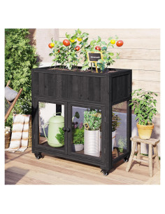 Invernadero de Jardín Marco Frío Madera Abeto 90x45x95cm Negro