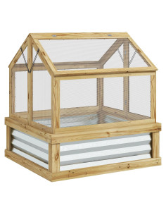 Cama de Jardín Elevada Outsunny con Invernadero Policarbonato 90x80 cm
