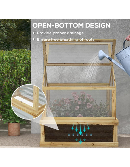 Cama de Jardín Elevada Outsunny con Invernadero Policarbonato 90x80 cm