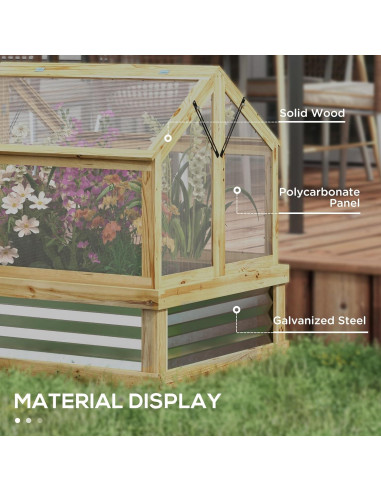 Cama de Jardín Elevada Outsunny con Invernadero Policarbonato 90x80 cm