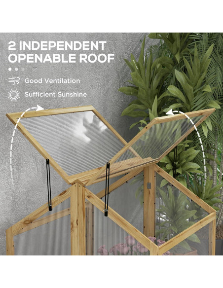 Cama de Jardín Elevada Outsunny con Invernadero Policarbonato 90x80 cm