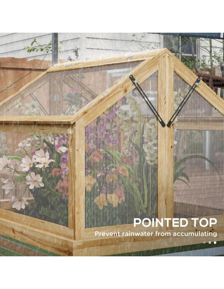 Cama de Jardín Elevada Outsunny con Invernadero Policarbonato 90x80 cm