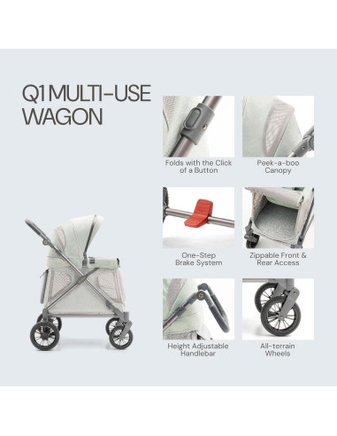 Carro Multifuncional Familidoo Q1 Plegable 10 kg Verde Salvia