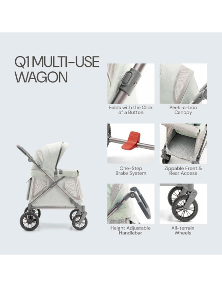 Carro Multifuncional Familidoo Q1 Plegable 10 kg Verde Salvia