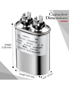 Capacitor Umigy CBB65B-V 10uF 370/440VAC Doble 2 Piezas 2