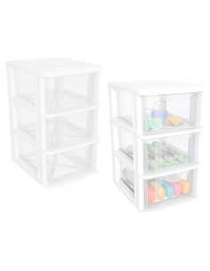 Organizador de Escritorio Gonice 3 Cajones Blanco - 2 Paquetes