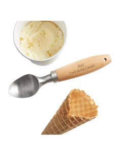 Cuchara de Helado Personalizada Acero Inoxidable con Mango de Madera