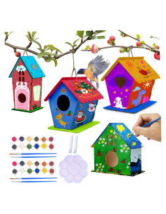 Kit de Casa para Aves DIY Xoeryoy - 4 Piezas de Madera