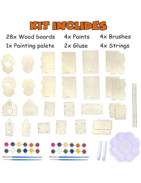Kit de Casa para Aves DIY Xoeryoy - 4 Piezas de Madera