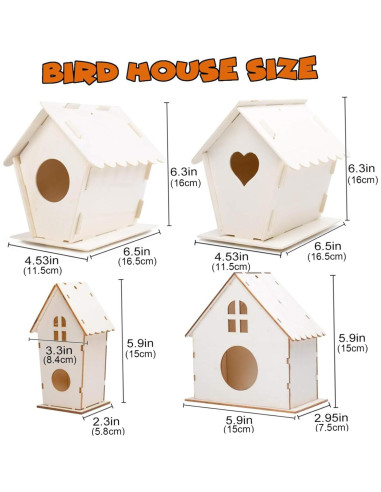 Kit de Casa para Aves DIY Xoeryoy - 4 Piezas de Madera