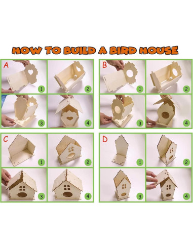 Kit de Casa para Aves DIY Xoeryoy - 4 Piezas de Madera