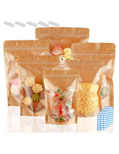 150 Bolsas de Mylar Reclosables Circloophs 10.16x15.24cm Kraft