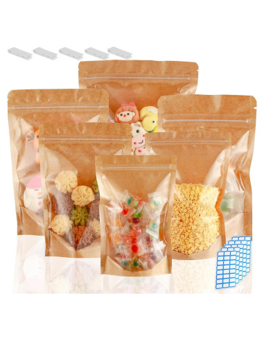 150 Bolsas de Mylar Reclosables Circloophs 10.16x15.24cm Kraft