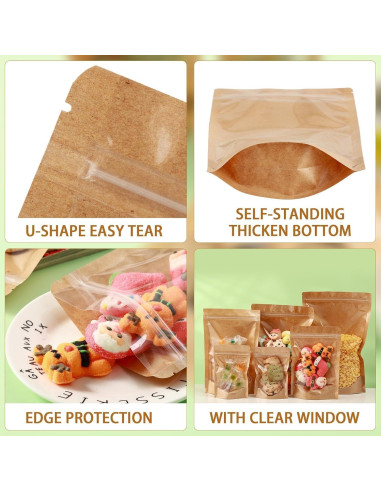 150 Bolsas de Mylar Reclosables Circloophs 10.16x15.24cm Kraft