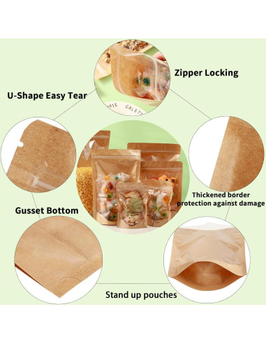 150 Bolsas de Mylar Reclosables Circloophs 10.16x15.24cm Kraft