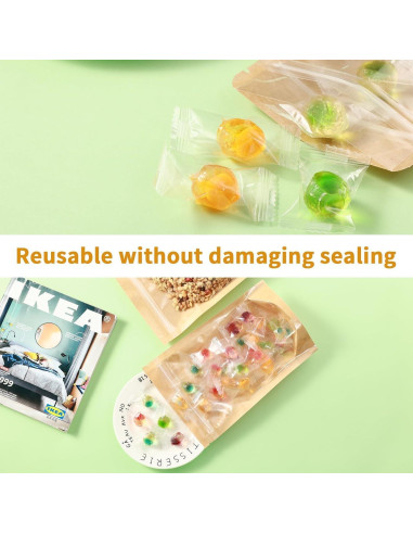 150 Bolsas de Mylar Reclosables Circloophs 10.16x15.24cm Kraft