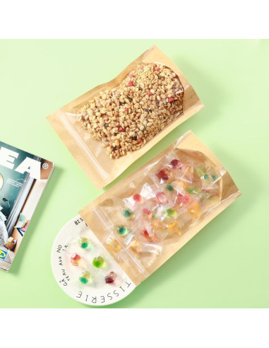 150 Bolsas de Mylar Reclosables Circloophs 10.16x15.24cm Kraft