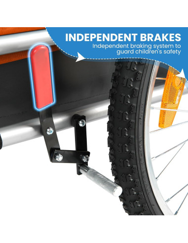 Remolque de Bicicleta para Mascotas Sepnine 40 kg Naranja