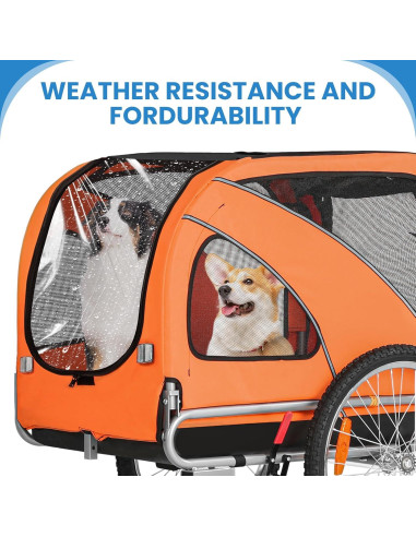 Remolque de Bicicleta para Mascotas Sepnine 40 kg Naranja
