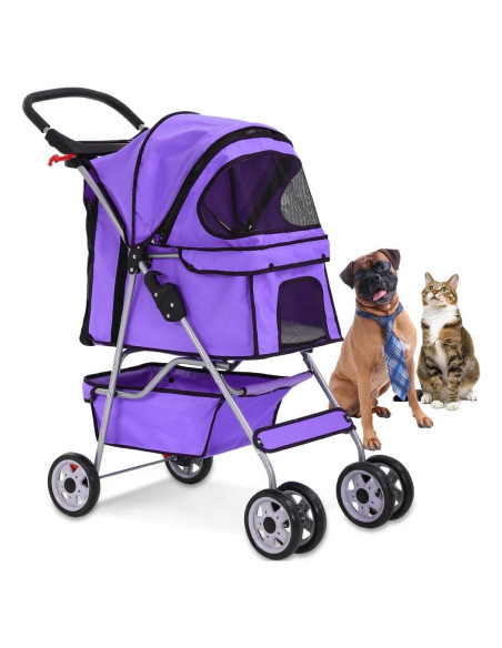 Carrito de Mascotas Dkeli Plegable 4 Ruedas para Perro y Gato