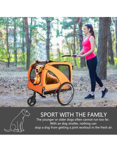 Remolque de Bicicleta para Mascotas Sepnine 40 kg Naranja