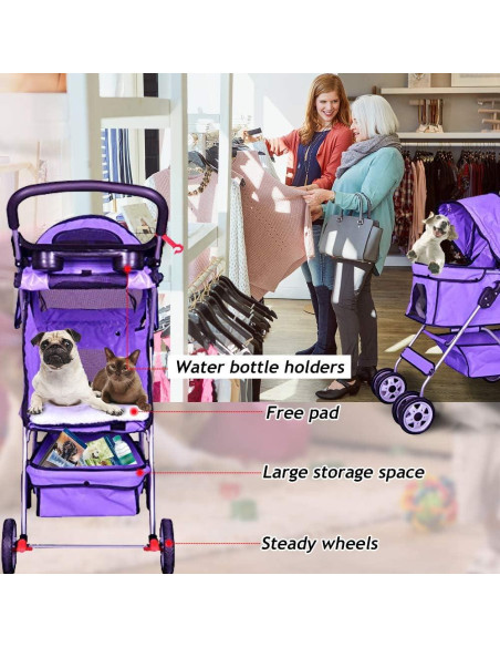 Carrito de Mascotas Dkeli Plegable 4 Ruedas para Perro y Gato