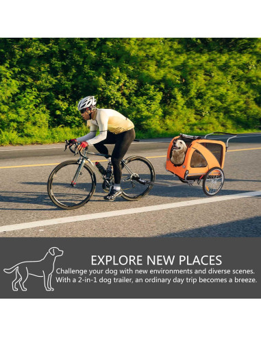 Remolque de Bicicleta para Mascotas Sepnine 40 kg Naranja