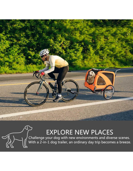 Remolque de Bicicleta para Mascotas Sepnine 40 kg Naranja