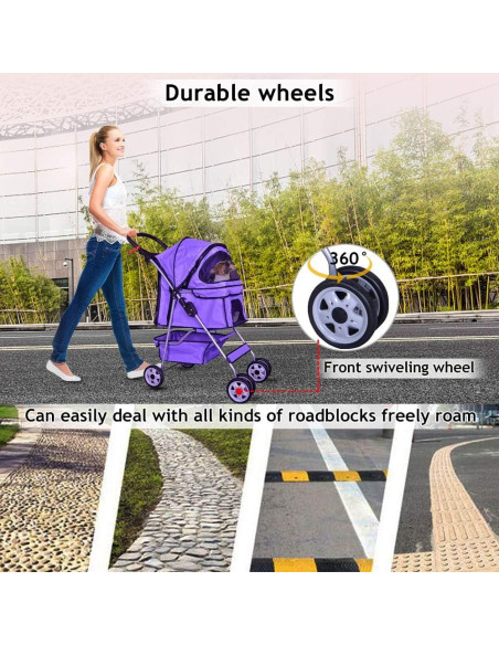 Carrito de Mascotas Dkeli Plegable 4 Ruedas para Perro y Gato