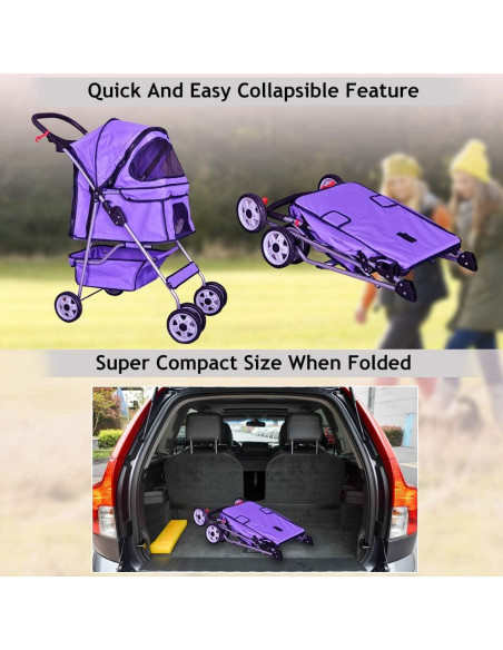 Carrito de Mascotas Dkeli Plegable 4 Ruedas para Perro y Gato