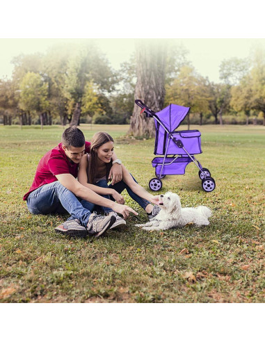 Carrito de Mascotas Dkeli Plegable 4 Ruedas para Perro y Gato