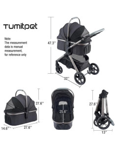Carrito para Mascotas Tumitpet Plata 33 kg 4 Ruedas Plegable 2